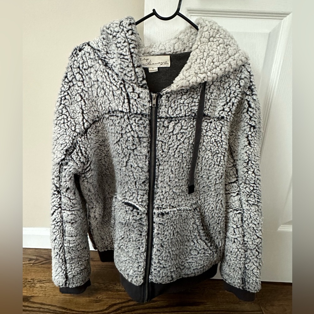 Vintage Havana Faux Sherpa zip up jacket/hoodie